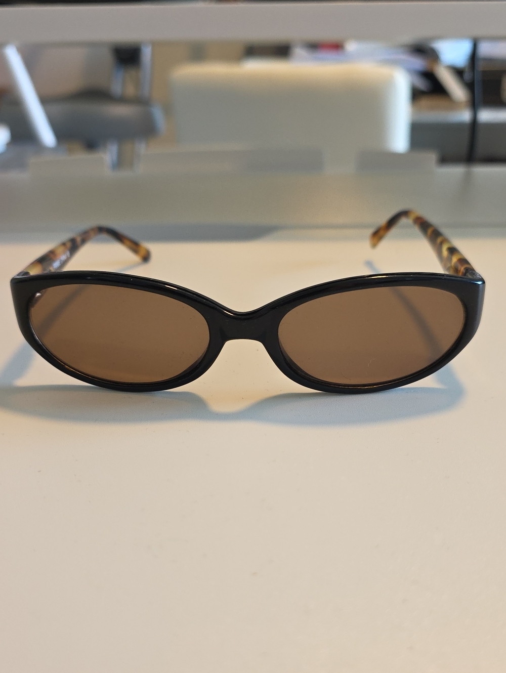 Massimo Women's Black Oval Sunglasses with Brown Lenses